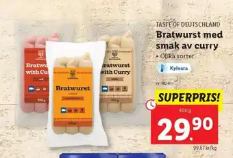 Lidl TASTE OF DEUTSCHLAND Bratwurst med smak av curry erbjuda