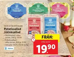 Lidl TASTE OF DEUTSCHLAND Potatissallad /skinksallad erbjuda