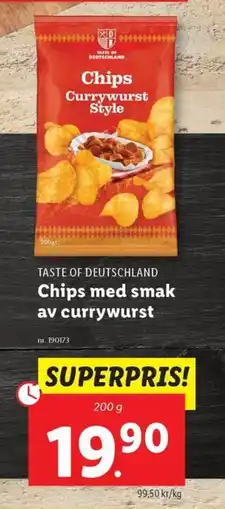 Lidl TASTE OF DEUTSCHLAND Chips med smak av currywurst erbjuda