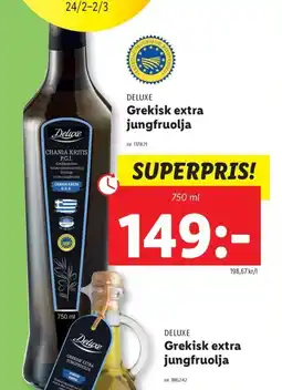 Lidl DELUXE grekisk extra jungfruolia erbjuda