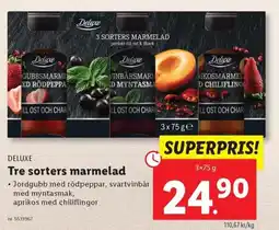 Lidl DELUXE Tre sorters marmelad erbjuda