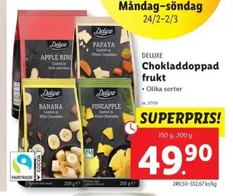 Lidl DELUXE Chokladdoppad frukt erbjuda