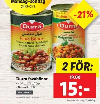 Lidl Durra favabönor erbjuda