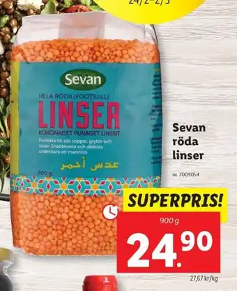 Lidl SEVAN röda linser erbjuda