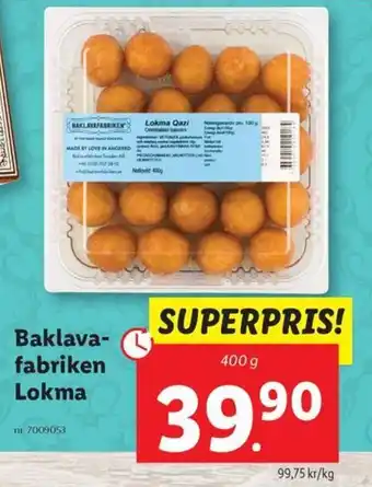 Lidl BAKLAVA- fabriken Lokma erbjuda