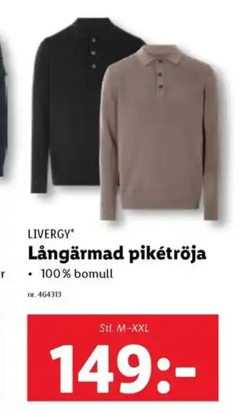 Lidl LIVERGY Långärmad pikétröja erbjuda