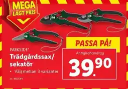 Lidl PARKSIDE Trädgårdssax/ sekatör erbjuda