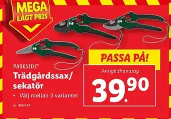 Lidl PARKSIDE Trädgårdssax/ sekatör erbjuda