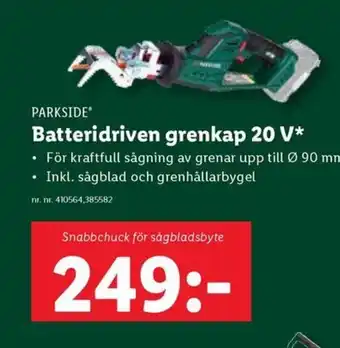 Lidl PARKSIDE Batteridriven grenkap 20 V erbjuda