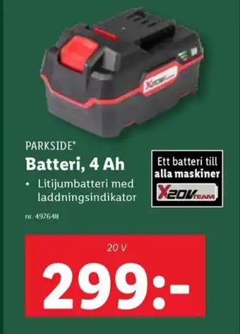 Lidl PARKSIDE Batteri, 4 Ah erbjuda