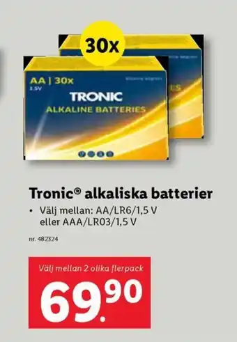 Lidl TRONIC alkaliska batterier erbjuda