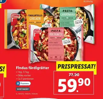 Lidl FINDUS färdigrätter erbjuda