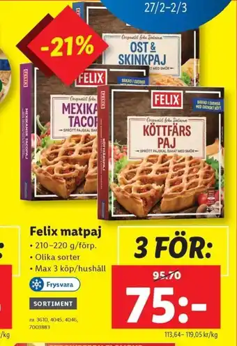 Lidl FELIX matpaj erbjuda