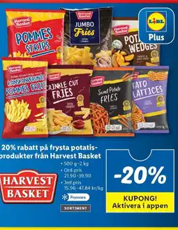 Lidl 20% rabatt på frysta potatis- produkter från Harvest Basket erbjuda