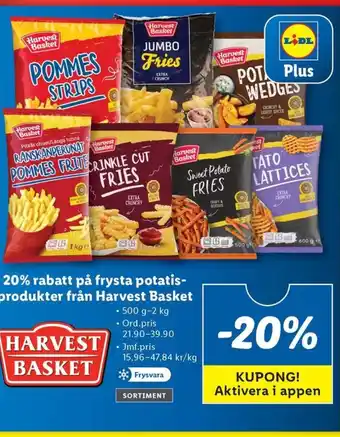 Lidl 20% rabatt på frysta potatis- produkter från Harvest Basket erbjuda