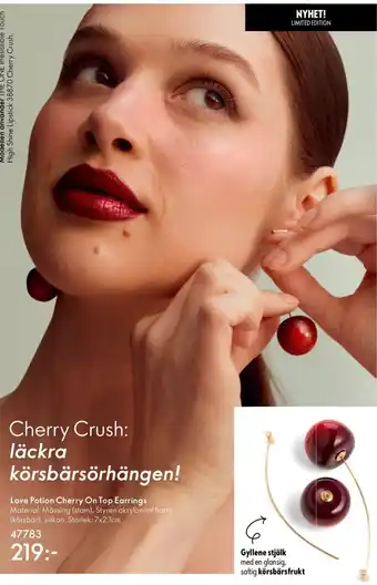 Oriflame Love Potion Cherry On Top Earrings erbjuda