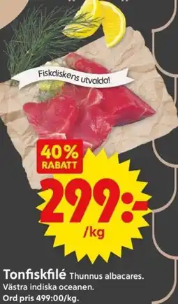 ICA Supermarket Tonfiskfilé Thunnus albacares. erbjuda