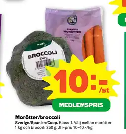 Stora Coop Morötter/broccoli erbjuda