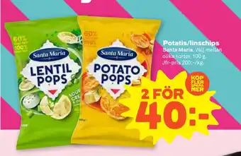 Stora Coop Potatis/linschips erbjuda