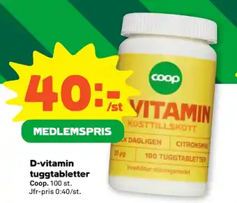 Stora Coop D-vitamin tuggtabletter erbjuda