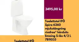 Hornbach Toalettstol ifö spira 6260 mjukstängning rimfree® hårdsits limning s-lås 4/2 l 7811033 erbjuda