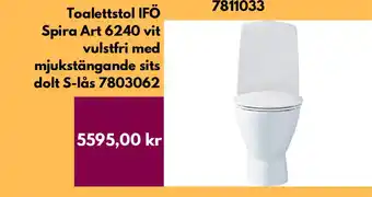 Hornbach Toalettstol ifö spira art 6240 vit vulstfri med mjukstängande sits dolt s-lås 7803062 erbjuda