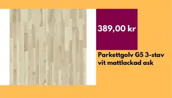 Hornbach Parkettgolv g5 3-stav vit mattlackad ask erbjuda