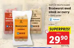 Lidl Bratwurst med smak av curry erbjuda