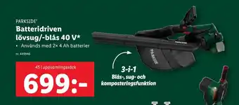 Lidl Batteridriven lövsug/-blås 40 V erbjuda