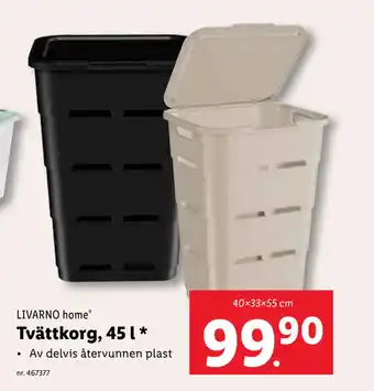 Lidl Tvättkorg, 45 l erbjuda