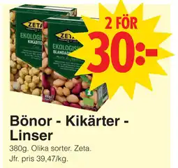 Matöppet Bönor - Kikärter Linser erbjuda