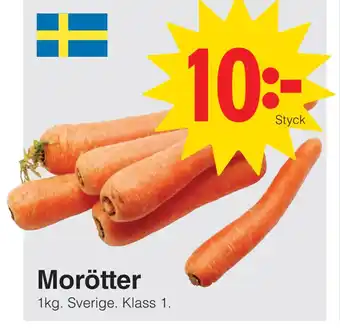 Matöppet Morötter erbjuda