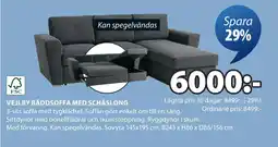 JYSK VEJLBY BÄDDSOFFA MED SCHÄSLONG erbjuda