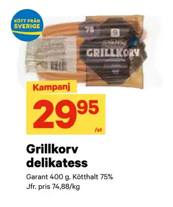 City Gross Grillkorv delikatess erbjuda