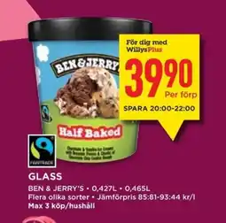 Willys BEN & JERRY'S Glass erbjuda