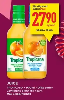 Willys TROPICANA Juice erbjuda