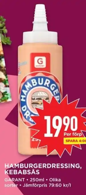 Willys GARANT Hamburgerdressing, kebabsås erbjuda