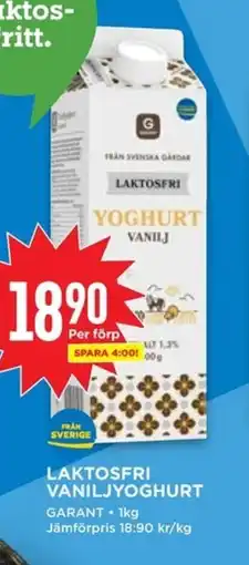 Willys GARANT Laktosfri vaniljyoghurt erbjuda