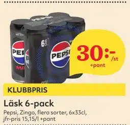 Hemköp PEPSI Läsk 6-pack erbjuda