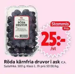 ICA Supermarket ICA Röda kärnfria druvor i ask erbjuda