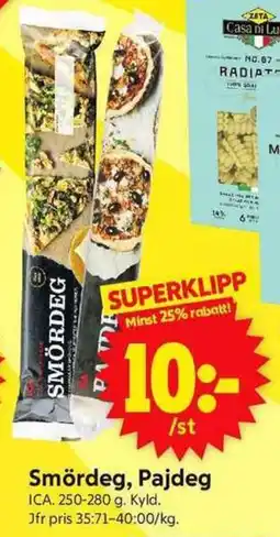 ICA Supermarket ICA Smördeg, Pajdeg erbjuda