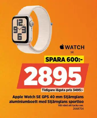 Power Apple Watch SE GPS 40 mm Stjärnglans aluminiumboett med Stjärnglans sportloo erbjuda