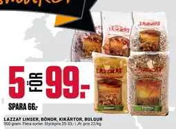 ÖoB LAZZAT LINSER, BÖNOR, KIKÄRTOR, BULGUR erbjuda