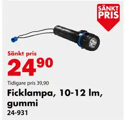 Biltema Ficklampa, 10-12 lm, gummi erbjuda