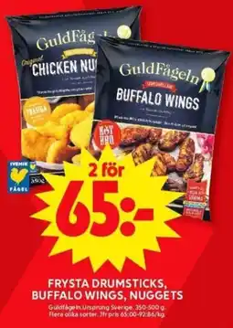 ICA Maxi FRYSTA DRUMSTICKS, BUFFALO WINGS, NUGGETS erbjuda