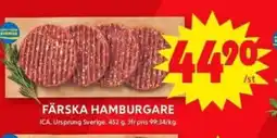 ICA Maxi FÄRSKA HAMBURGARE erbjuda