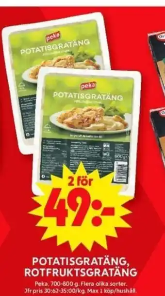 ICA Maxi POTATISGRATÄNG, ROTFRUKTSGRATÄNG erbjuda