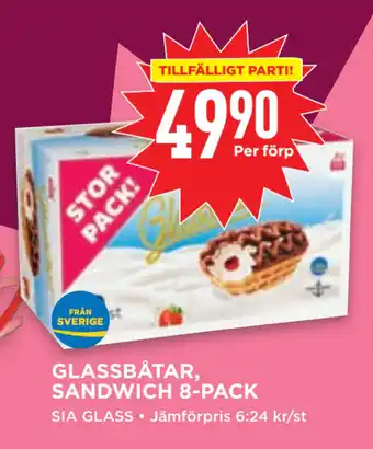 Willys GLASSBÅTAR, SANDWICH 8-PACK erbjuda