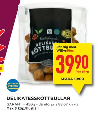 Willys DELIKATESSKÖTTBULLAR erbjuda