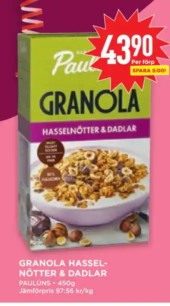 Willys Hemma GRANOLA HASSELNÖTTER & DADLAR erbjuda